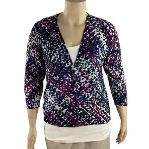 Avenue Multicolor Button Front 3/4 Sleeve Cardigan Size 14/16
